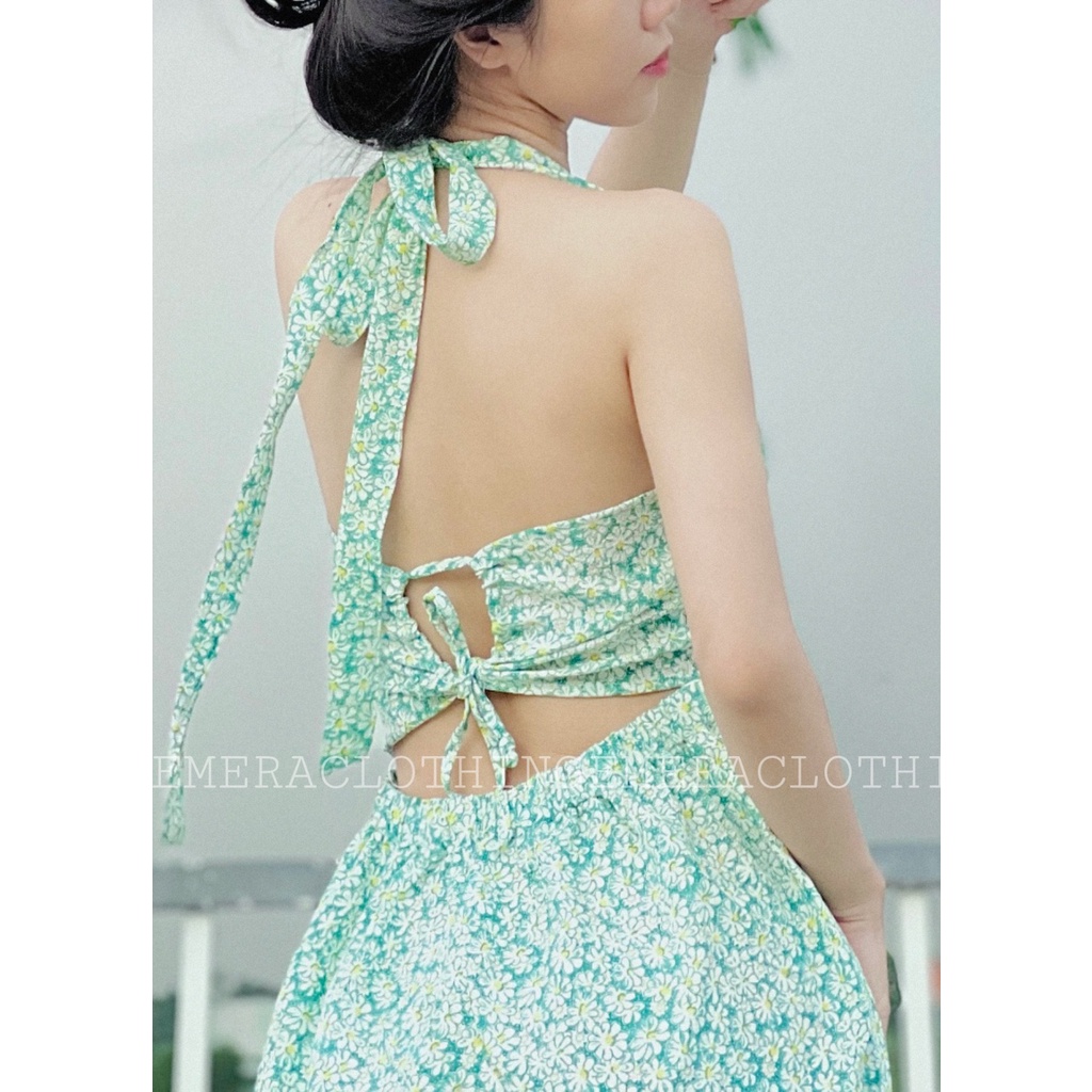 Váy Flora hoa nhí xanh lá - Dịu mát xinh tươi