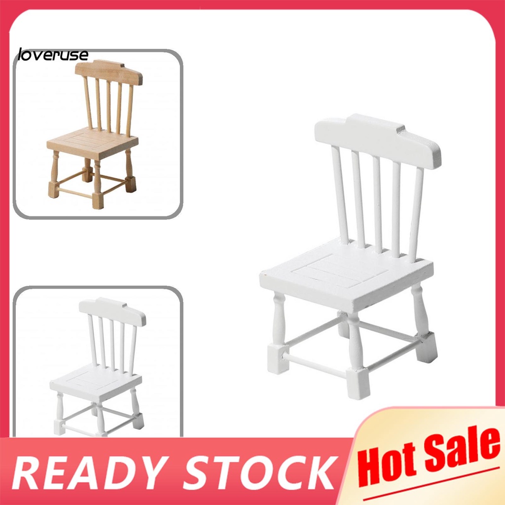 Mô hình ghế gỗ mini tỉ lệ 1/12 cho nhà búp bê