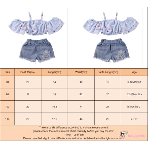 Set Áo Thun Tay Ngắn &amp; Quần Short Denim Cho Bé Gái