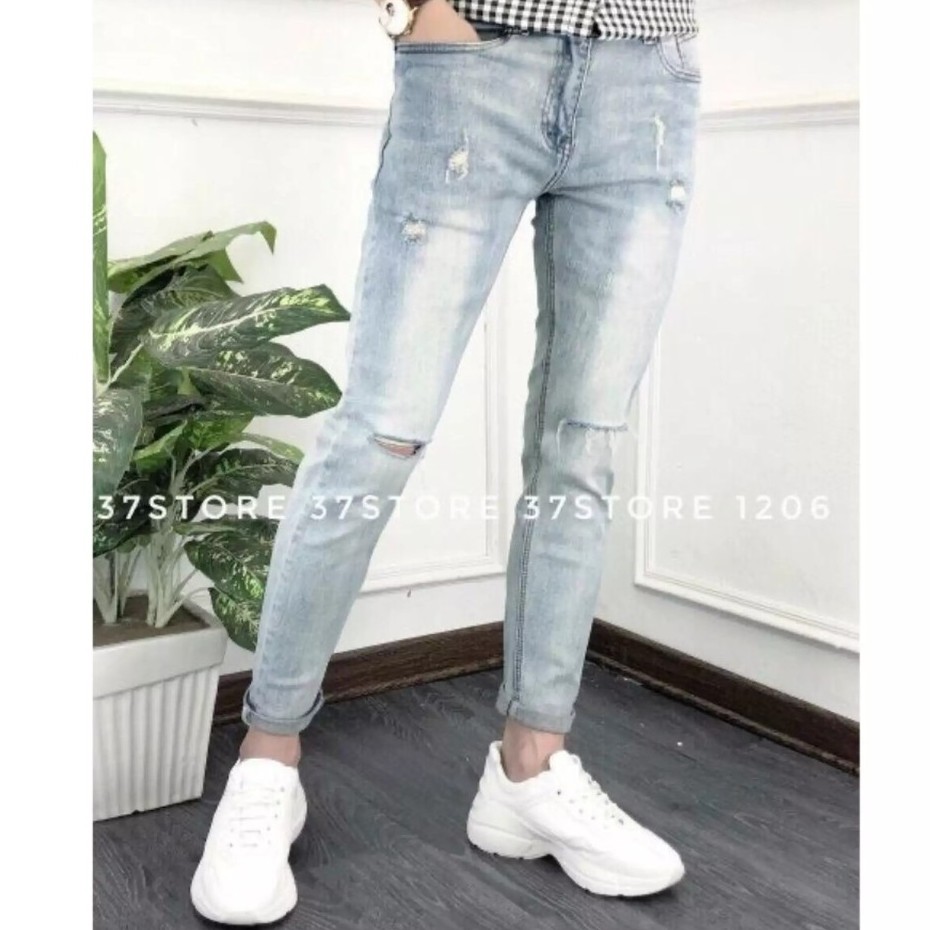 Quần Jean Nam chất bò màu xanh nhạt Muradfashion, Quần Bò nam co giãn mẫu mới hot trend 2021 NT7909