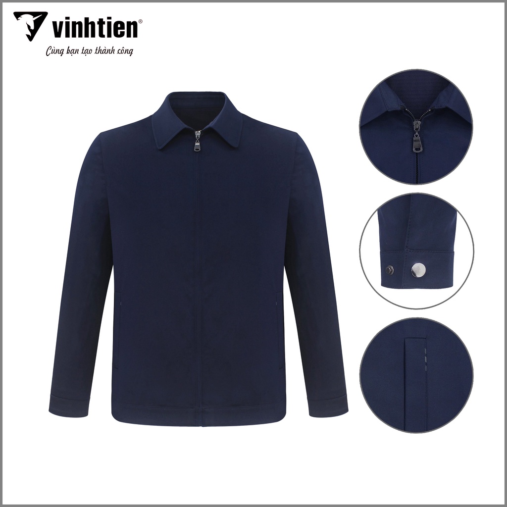 Áo khoác nam 2 lớp cổ bẻ dáng suông Vĩnh Tiến chất liệu microfiber chống mưa gió 950 - Xanh navy