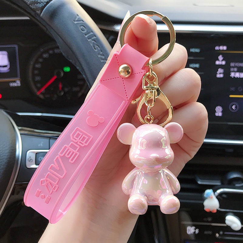 Electroplated Acrylic Violent Bear Key Chain Schoolbag Pendant Creative Doll Toy Bag Package Pendant Lovely Key Buckle Auto department store supplies