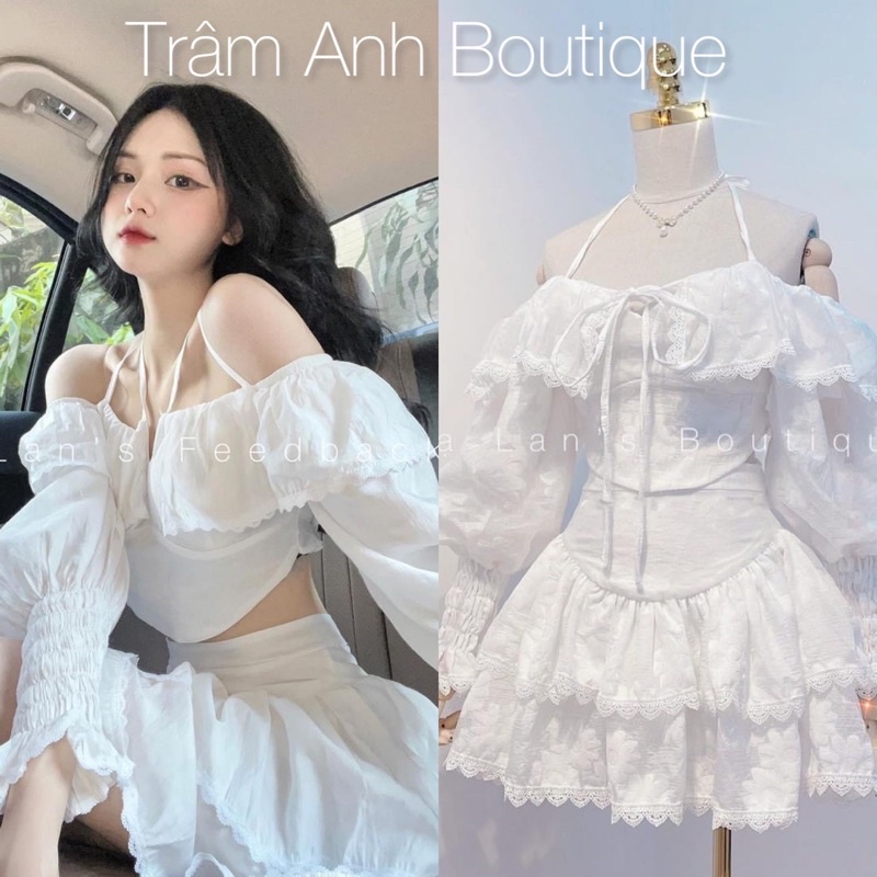 292 - Set áo trễ vai + chân váy hoa Bigsize TRÂM ANH BOUTIQUE