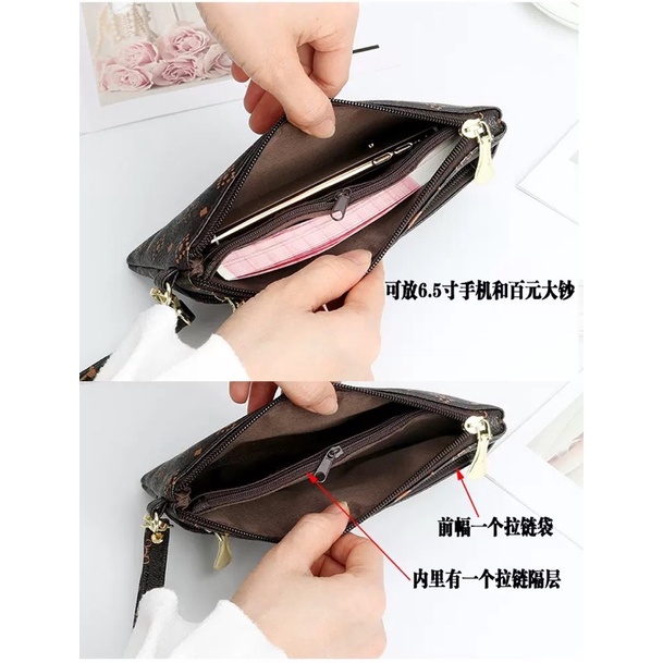 Ví nữ Hàn Quốc, ví nữ cầm tay sang trọng phong cách hoạ tiết Monogram nhiều ngăn