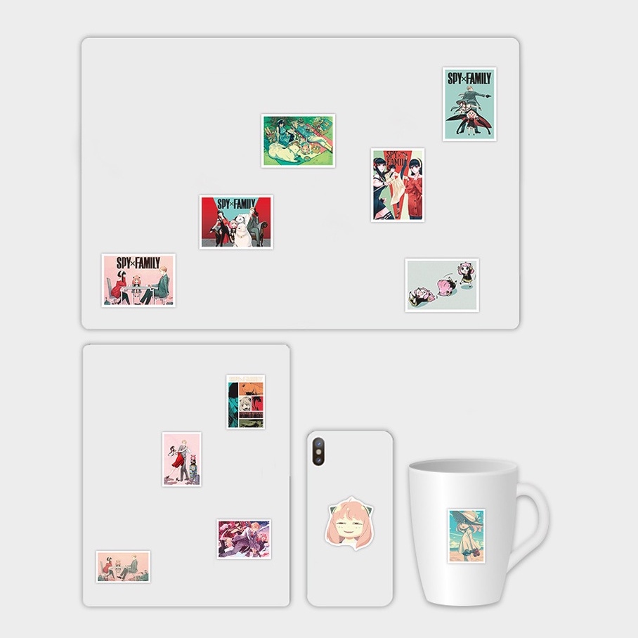 50/25/10 Nhãn Dán Anime Spy Family Trang Trí Laptop Vali Ván Trượt Vali