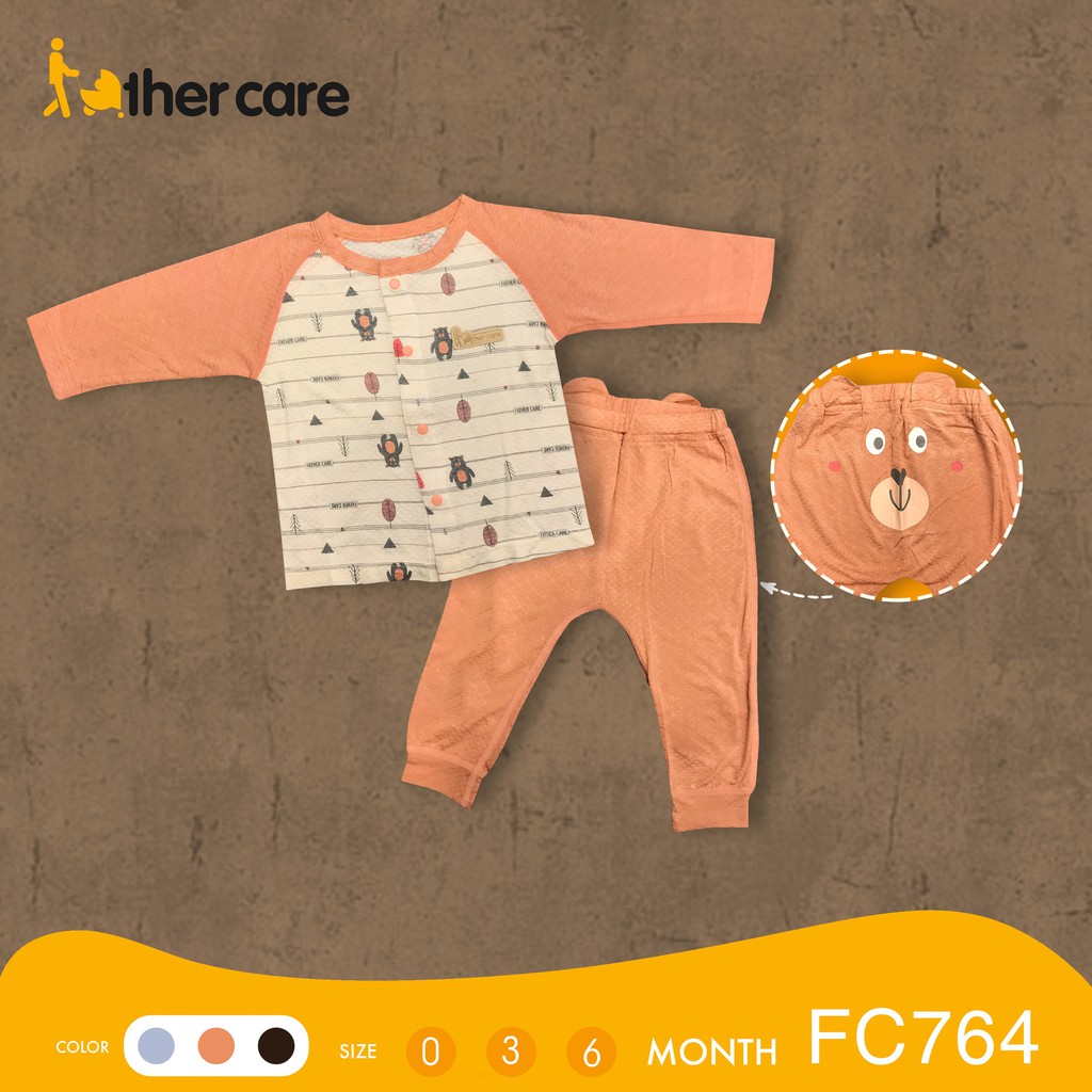 Bộ Quần Áo Trẻ em DT FatherCare Cài Giữa - Họa Tiết Gấu (Họa Tiết-Trơn) FC764