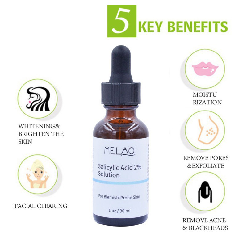 Tinh chất Melao Salicylic Acid 2% dưỡng ẩm se khít lỗ chân lông tẩy tế bào chết chăm sóc da hiệu quả 30ml
