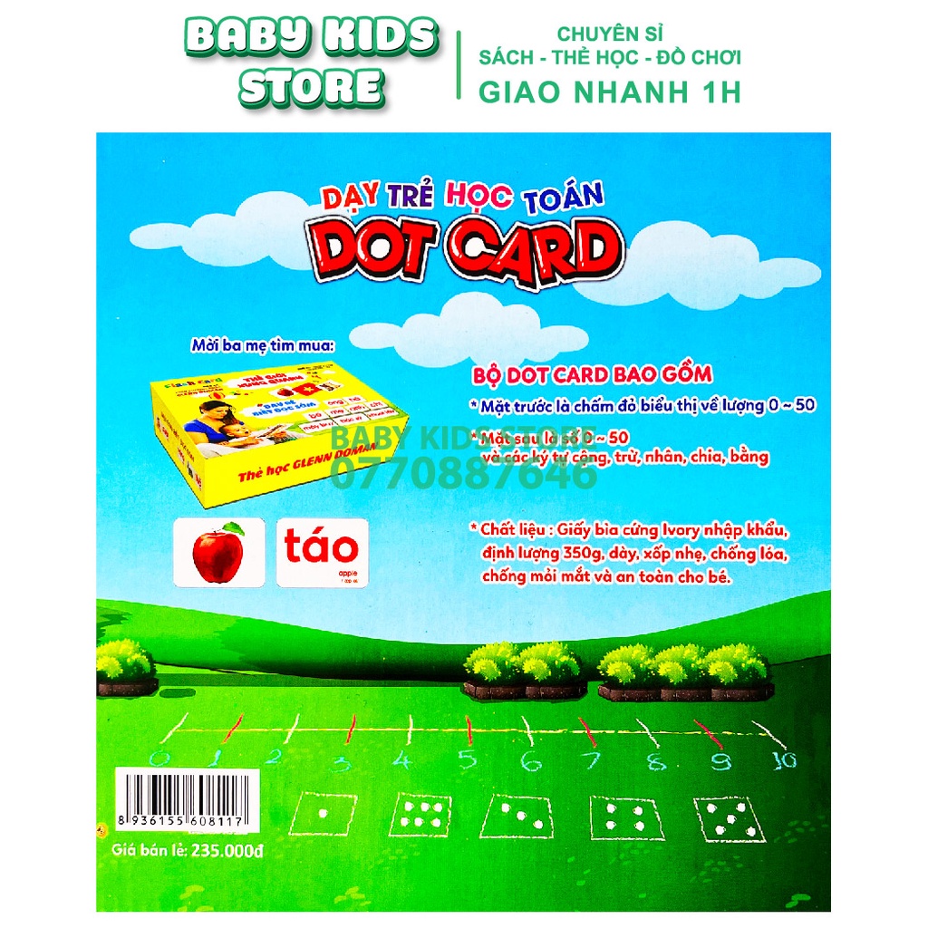 Bộ Thẻ học thông minh Toán chấm Dot card theo pp Glenn Doman dành cho bé từ 3 tháng tuổi trở lên