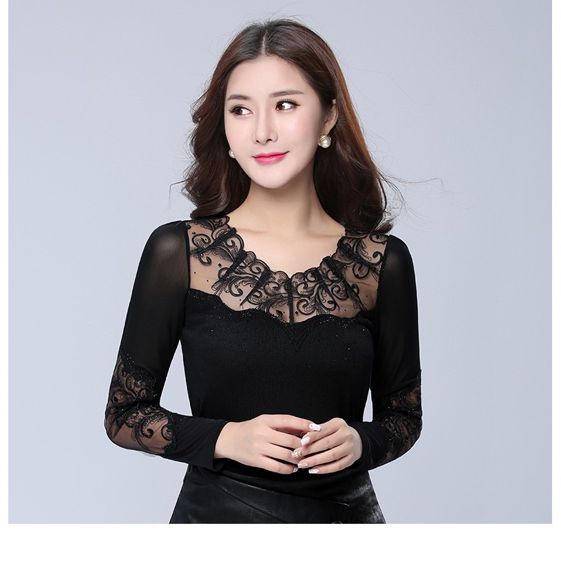 Áo kiểu nữ thêu ren hàng Quảng Châu-MS18