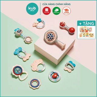 Xúc xắc gặm nướu KUB, bộ đồ chơi lục lạc 10 móm nhựa ABS cao cấp an toàn cho bé