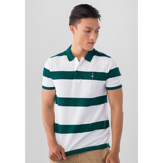 Áo Thun Có Cổ Nam Tay Ngắn Giordano Polo Classic Màu Trắng Phối Sọc Xanh Lá 0101622456