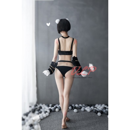 [FREESIZE_FULL SET]_DN104_Set cosplay hoá thân thành chú gấu cute sexy nhung đen