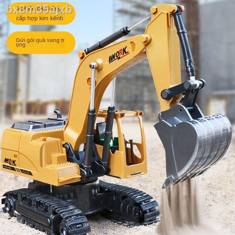 Máy xúc điều khiển từ xa không dây kỹ thuật xe mô phỏng máy xúc hợp kim móc máy cậu bé đồ chơi trẻ em mô hình e