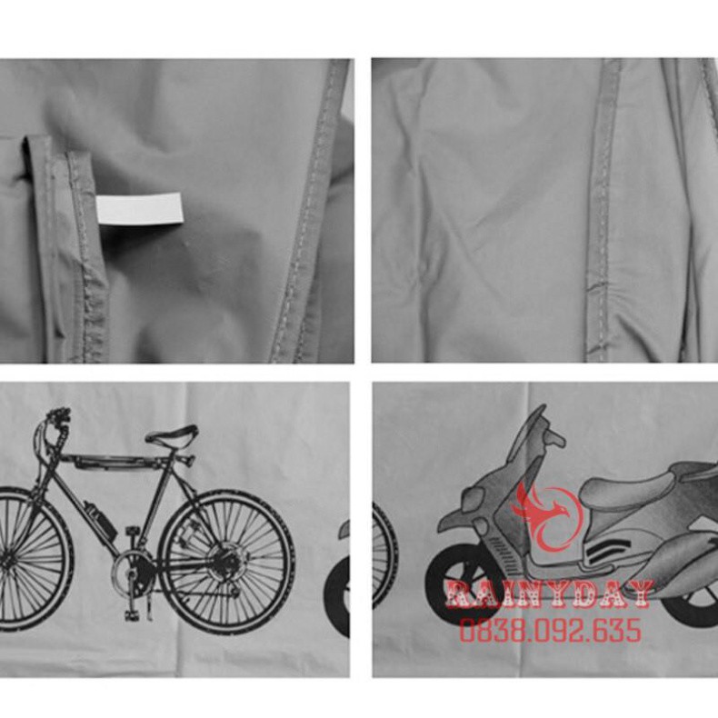 Bạt áo phủ trùm che xe máy sh moto vision xe đạp chống nắng mưa vải dù loại dày
