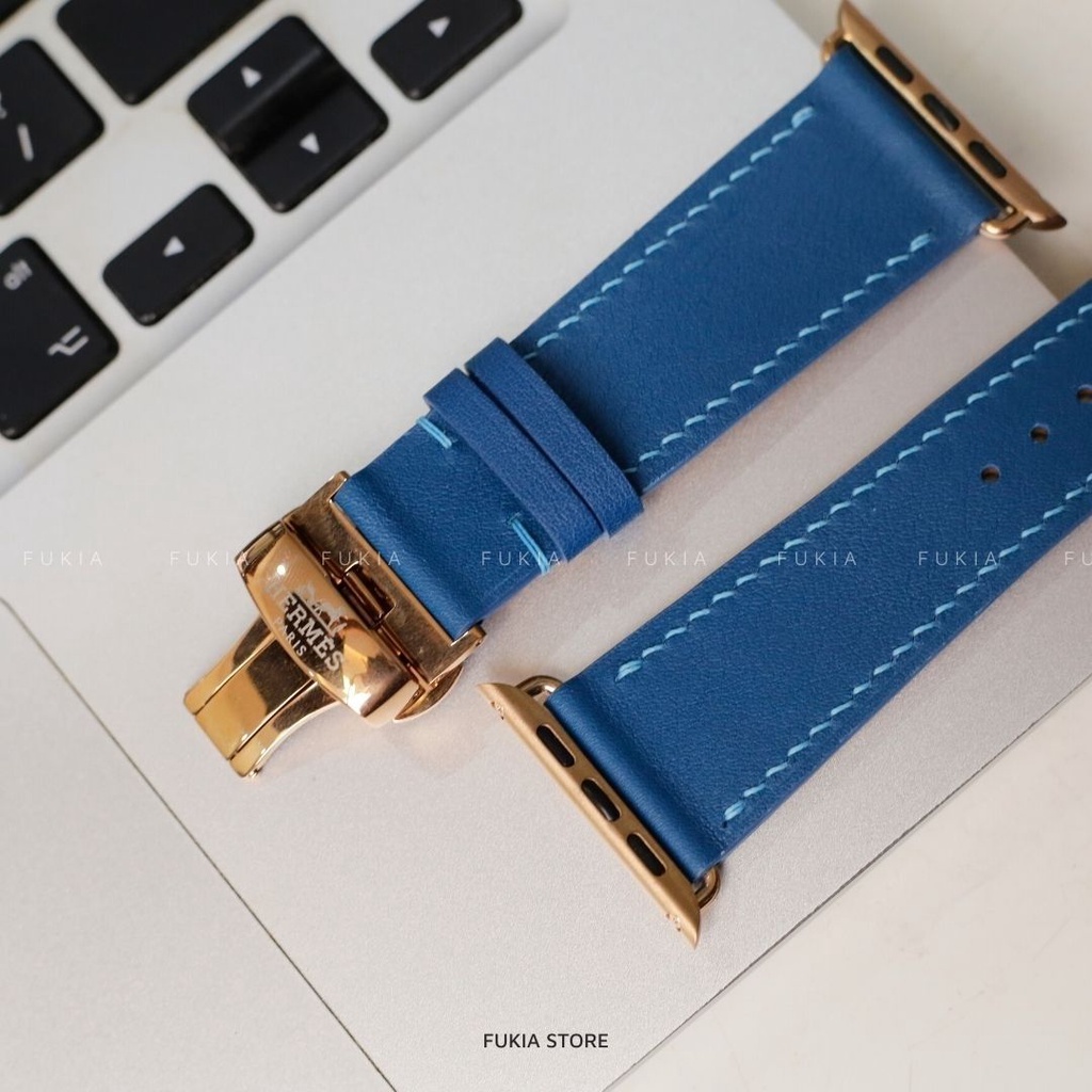 Dây da thủ công Swift Xanh Dương dành cho Apple Watch, đồng hồ thông minh, đồng hồ cơ DDTC120