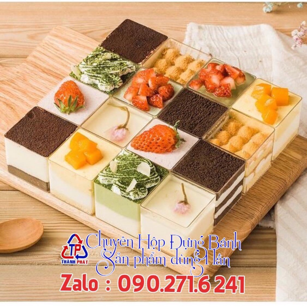 50 Ly mousse vuông LC-5550 đựng bánh mix nhiều vị- Ly đựng tiramisu - Panna cotta - yogurt trái cây -bánh lạnh
