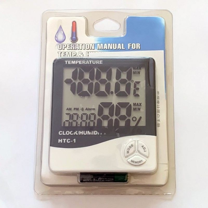 [Chính hãng] Nhiệt ẩm kế điện tử LCD đo nhiệt độ độ ẩm trong phòng kiêm đồng hồ báo thức HTC-1 ( Kèm Pin )