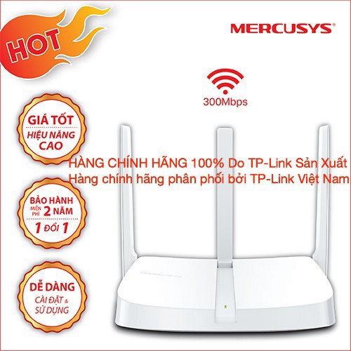 Mercusys N 300Mbps Bộ phát WiFi 3 Râu -MW305R- Hàng chính hãng phân phối bởi TP-Link Việt Nam