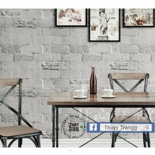 Giấy dán tường giả xi măng ô chữ khổ rộng 45cm