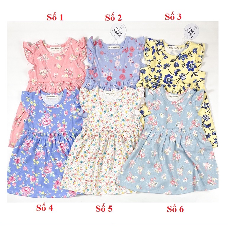 [Bé 6-19kg] Váy cotton hiệu MINKY MOM cho bé vải hoa, mát, dễ thương mã: V-CT-IN2