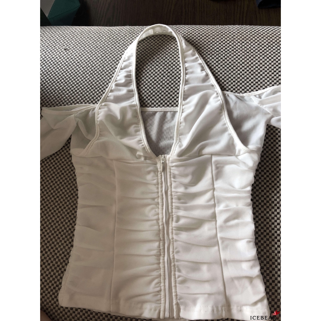 Áo tay dài khoét vai gợi cảm cổ chữ V thiết kế bán trong suốt cho nữ