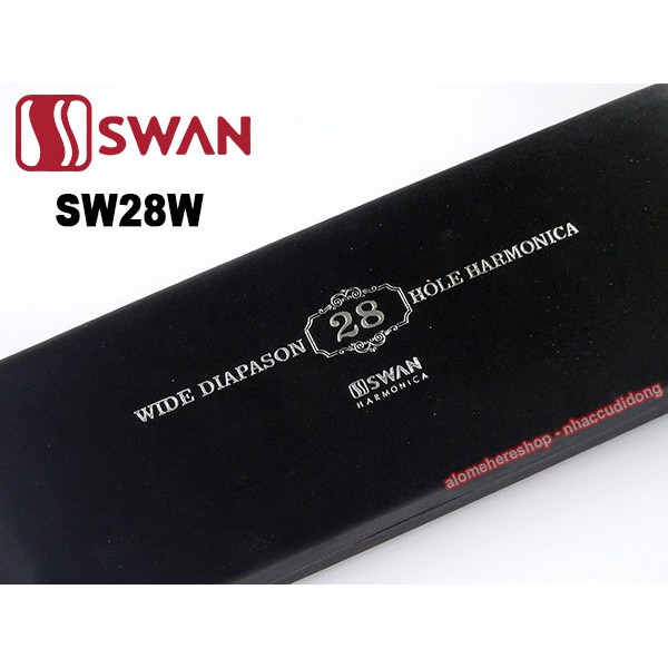 Kèn harmonica Swan Tremolo 28 Lỗ Key C Cao Cấp SW28W (Đen Bóng)