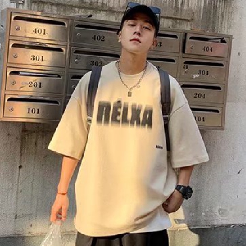 Áo Thun Tay Ngắn Dáng Rộng In Chữ Phong Cách Nhật Bản Thời Trang Mùa Hè Cho Nam Và Nữ size M-5XL