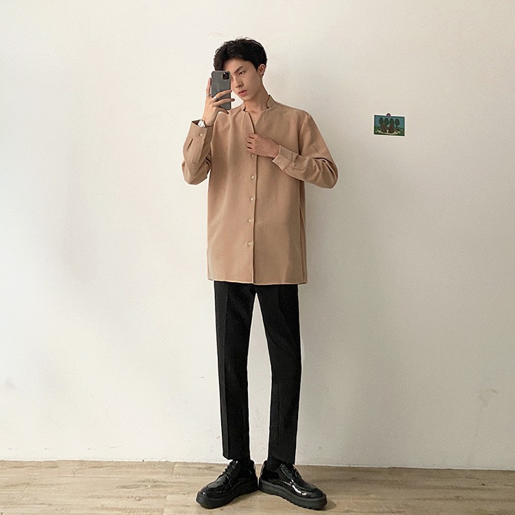 (THIẾT KẾ CHẤT LƯỢNG) Áo Sơ Mi Cổ Đứng Đũi Mát Unisex Phiên Bản Giới Hạn | BigBuy360 - bigbuy360.vn