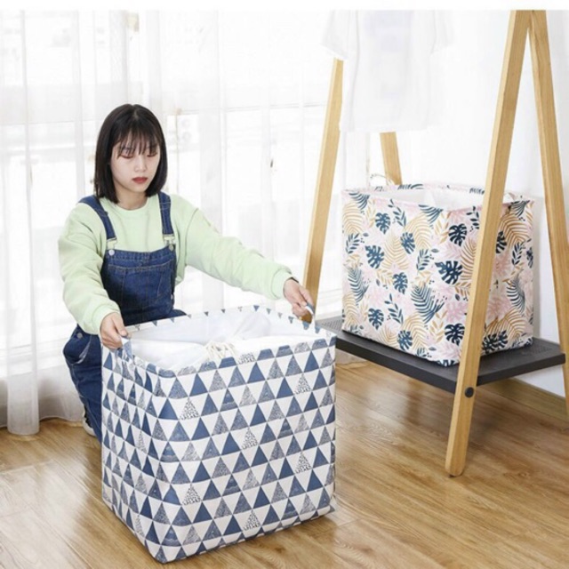 Túi giỏ đựng quần áo bằng vải cỡ lớn 100L đến 200L - Túi đựng chăn màn đa năng washday có thể gấp gọn vintage xinh xắn