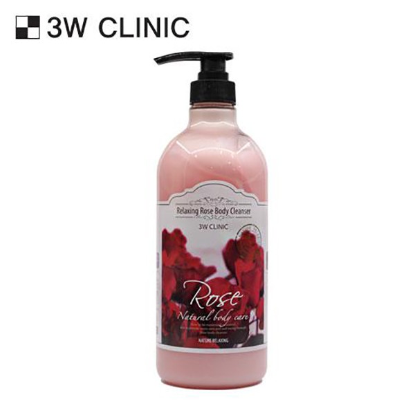 Sữa tắm dưỡng ẩm hương hoa hồng 3W CLINIC RELAXING BODY CLEANSER ROSE 1000ml - Hàn Quốc Chính Hãng