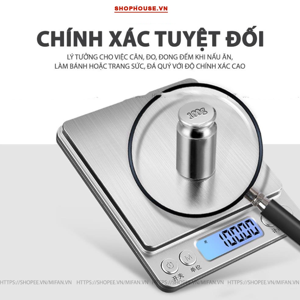 Cân tiểu ly định lương cao cấp 0.01g - 3kg - cân nhà bếp nhỏ gọn chính xác màn hình LED độ nét cao - Bảo hành 12 tháng