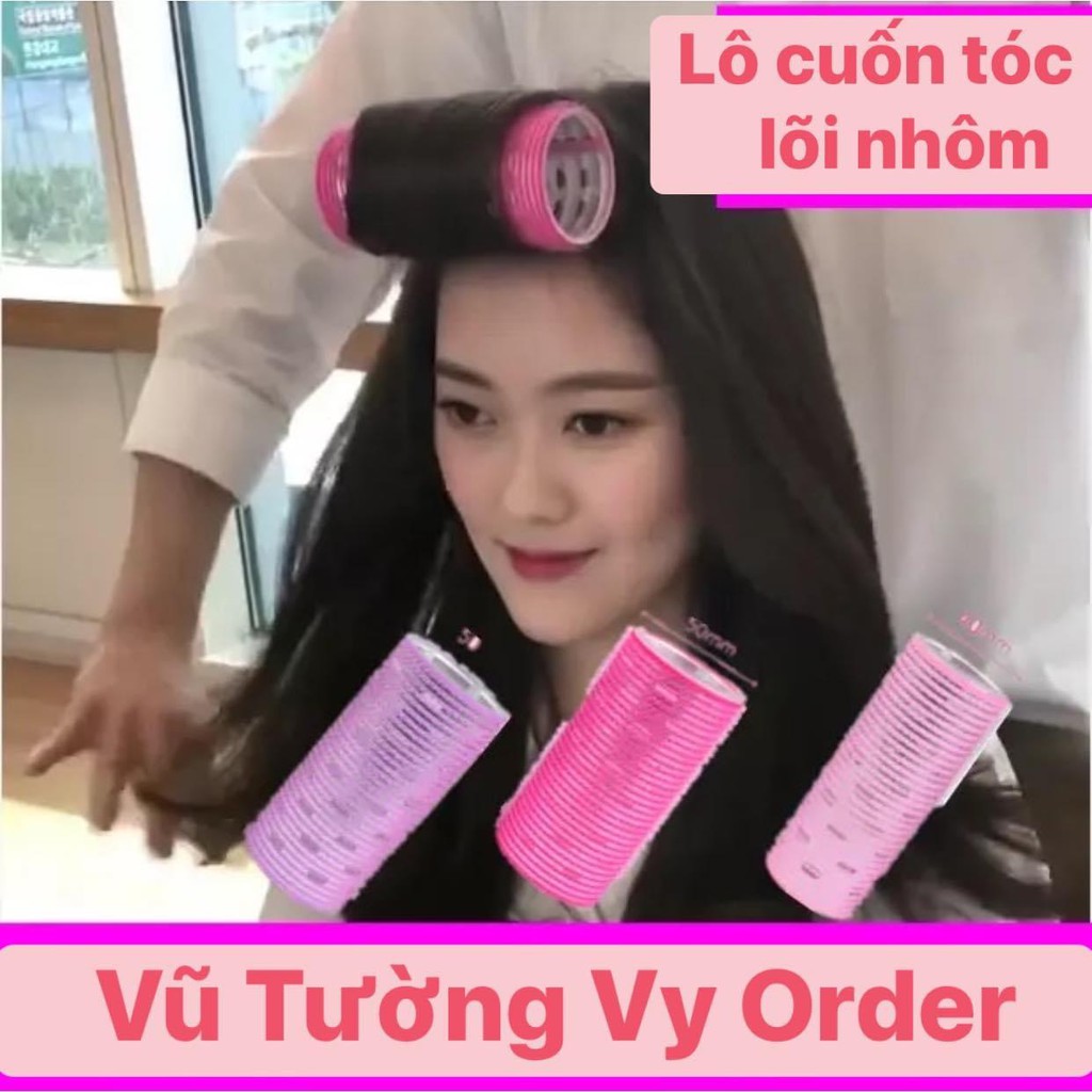 Lô cuốn tóc Hàn Quốc lõi nhôm 4*10cm siêu to dài tự dính uốn mái dài cỡ lớn