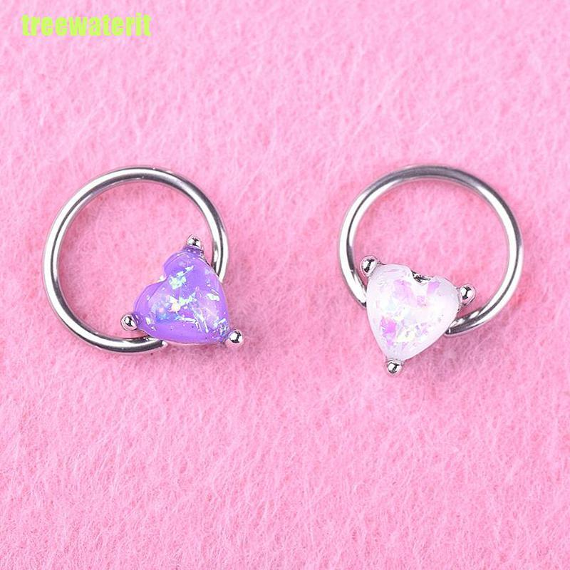 Khuyên Mũi Bằng Thép Không Gỉ Đính Đá Opal Nhân Tạo 16g