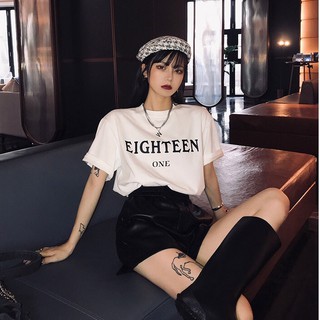 Áo thun nữ SHAKELDAY-EIGHTEEN one , áo thun nữ form rộng oversize cotton 100% dày dặn cá tính thu hút