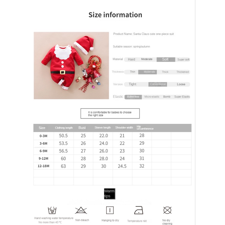 Bộ Áo Liền Quần Tay Dài In Hình Ông Già Noel Cho Trẻ Sơ Sinh Từ 0-18 Tháng Tuổi