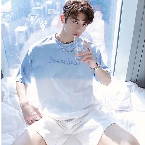 Áo Thun Nam Ngắn Tay Cổ Tròn Màu gradient Thời Trang Hàn Quốc Simple Fashion áo thun nam đẹp áo thun nam form rộng Colorful áo phông rộng áo kiểu Nam lụa bigsize