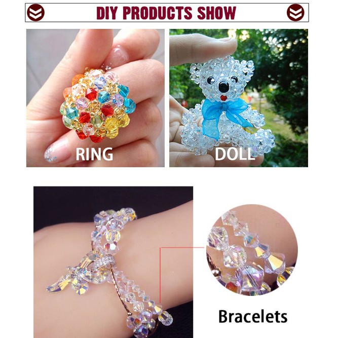 Set chuỗi hạt thủy tinh 4mm màu trắng dùng làm trang sức