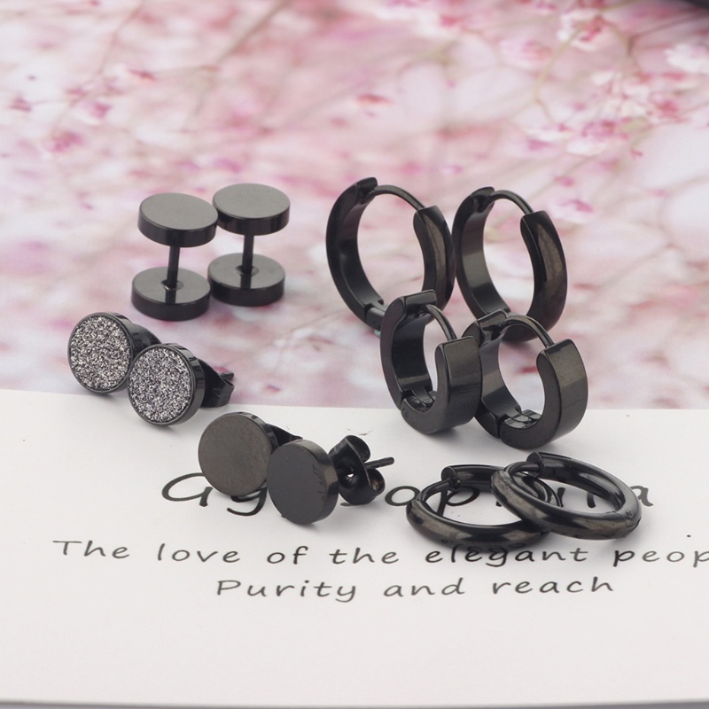 Set 6 Đôi Khuyên Tai Bằng Thép Không Gỉ Phong Cách Punk Rock Gothic Thời Trang Unisex
