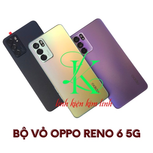 Bô vỏ oppo reno 6 5g có sườn ôm màn pin, kính cam và nắp lưng sau