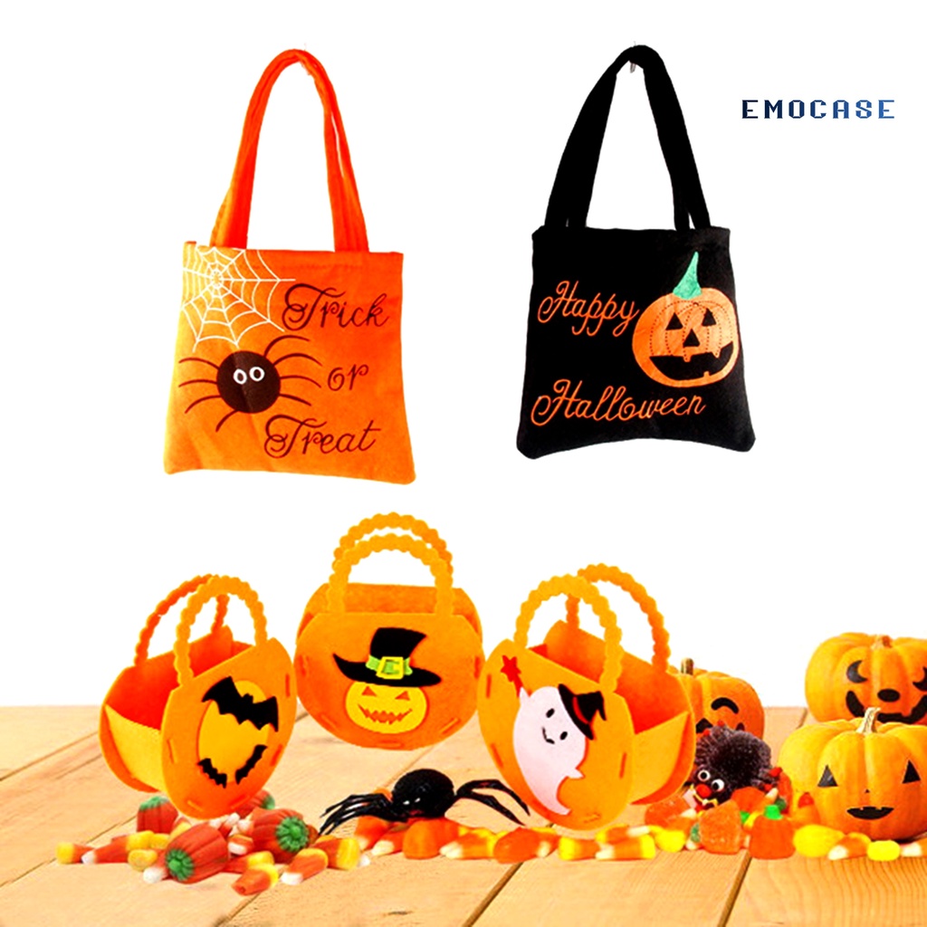 Túi Đựng Kẹo Bằng Vải Không Dệt Họa Tiết Bí Ngô Sáng Tạo