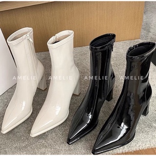 Boots mũi nhọn đế đúp gót dẹt