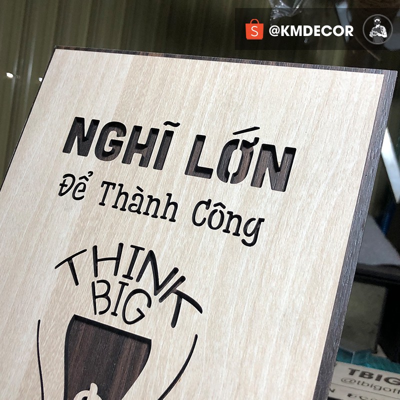 [ Bảng trang trí Handmade ] Mẫu tranh "nghĩ lớn để thành công" - Tranh tạo động lực treo tường trang trí văn phòng