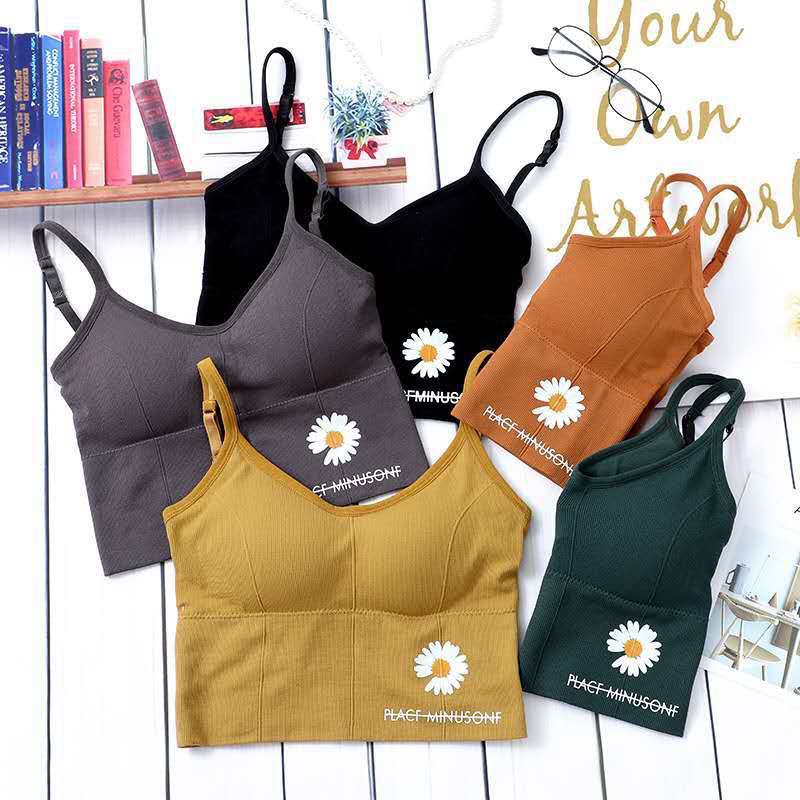 Áo Lót Bra Croptop Hoa Cúc Áo Tập Gym Đồ Tập Gym Free size 40-55kg