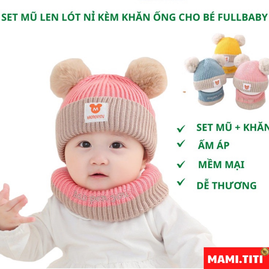 Mũ len cho bé chữ M hàng Quảng Châu cao cấp - MAMI.TITI