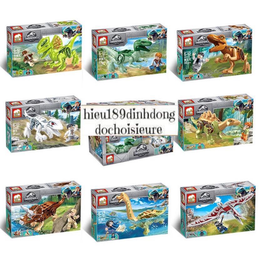 Lắp ráp xếp hình Lego Jurassic World Dinosaur 1170 : Khủng long kèm người mini (ảnh thật)