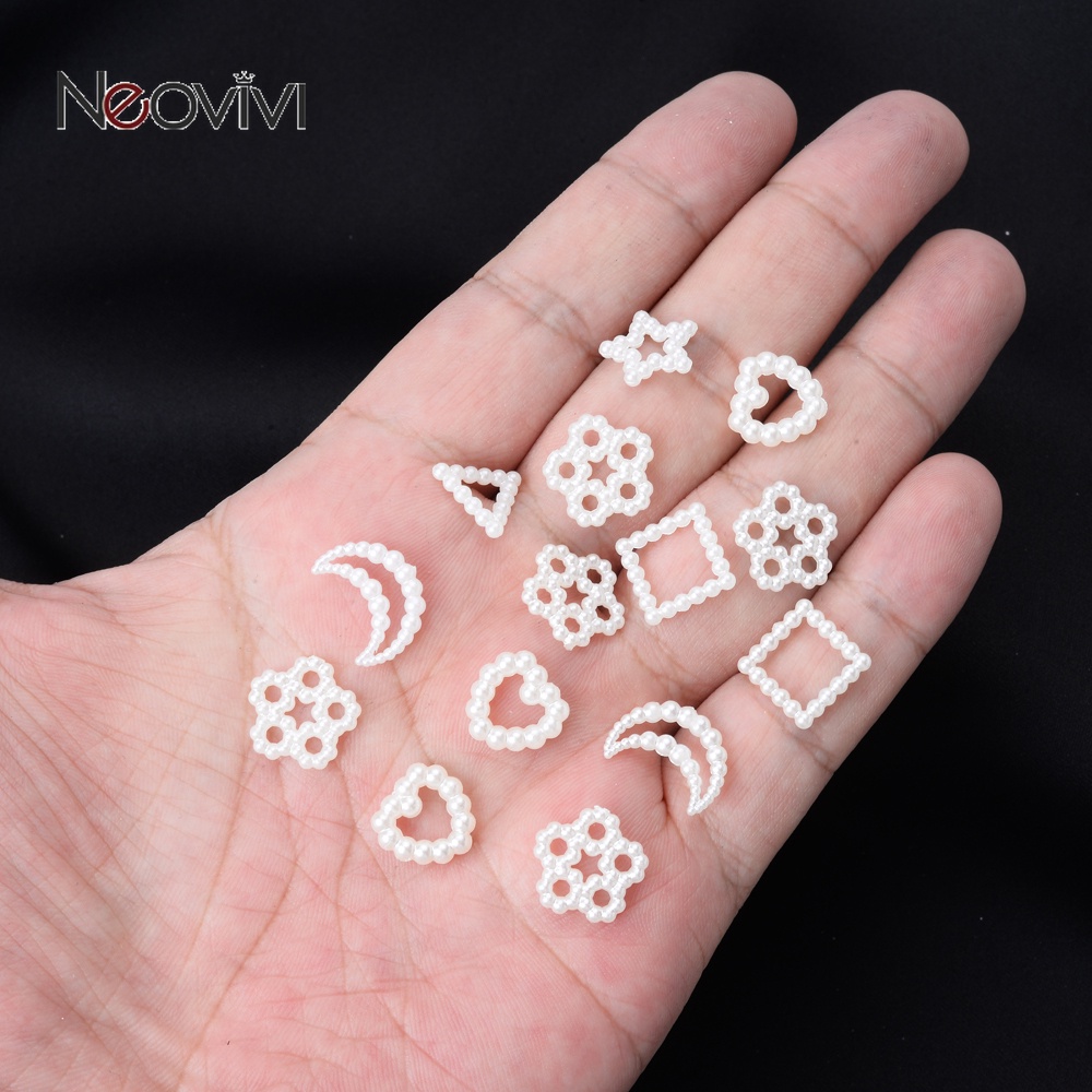 Set 100 Hạt Ngọc Trai Giả Hình Hoa / Trái Tim / Ngôi Sao / Mặt Trăng Dùng Làm Trang Sức