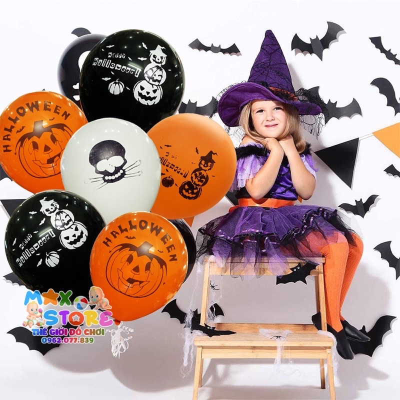 Set Bóng Bay 3 Màu In Hình Halloween Trang Trí Lễ Hội