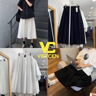 Chân Váy Dài Vintage Trơn 2 lớp Siêu Xinh Hot Trend - VIETCEN