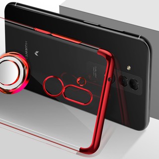 For Huawei Mate 20 Lite Ring Stand Soft Plating Clear Cover