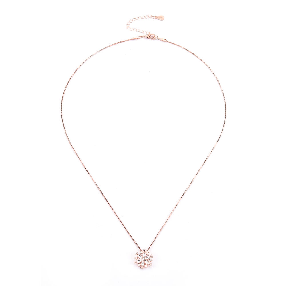 vòng cổ Mặt Hình Hoa Tuyết Đính Đá Pha Lê Phong Cách Retro